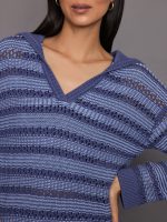 Rachel Sailor Open Stitch Pullover - Forever Blue Multi - Image 3