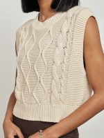 Cable Vest - Cream - Image 7