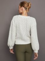 Celeste Boucle V Neck Cardi - Chalk - Image 4