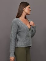 Quinn Double Breasted Cardi - Smoke Grey - Image 5