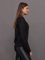 Brigid Puff Sleeve Mesh Pullover - Black - Image 6