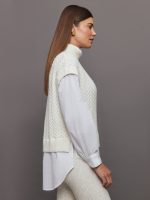 Sofia Twofer Cable Vest Tunic - Sea Salt - Image 4