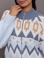 Victoria Fair Isle Zip Bomber Jacket - Arctic Ice Multi - Image 8
