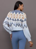 Victoria Fair Isle Zip Bomber Jacket - Arctic Ice Multi - Image 6