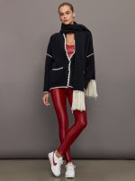 Tierney Boucle Coatigan With Scarf - Black with Sea Salt Stitch - Image 10