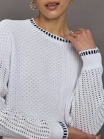 Uma Mixed Stitch Crew Neck - Bleach White Multi - Image 6