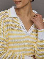 Kimberly Striped Tipping Pullover - Bleach White Multi - Image 6