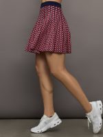 Pamela Jacquard Pleated Tennis Skirt - Dark Blue Multi - Image 4