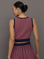 Cher Crochet Jacquard Tank - Dark Blue Multi - Image 5