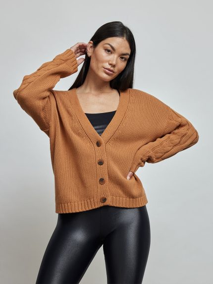 V-Neck Cardigan - Caramel