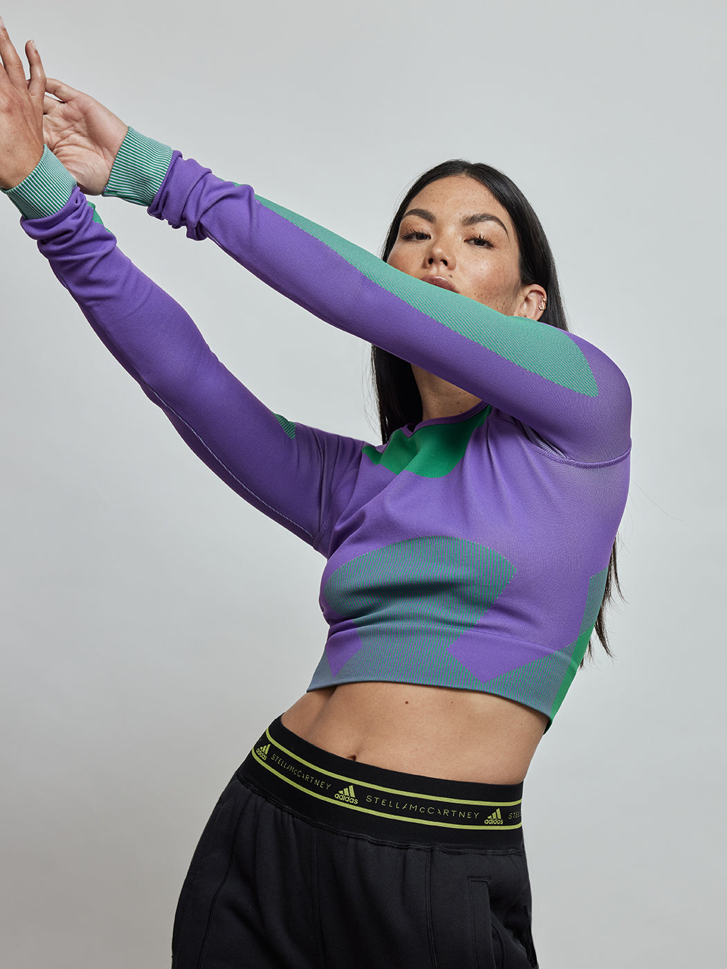 ADID-HN2881-PRNTCOL-22FAL-Asmc_Truestrength_Seamless_Longsleeve_Crop-color-ACTIVE-PURPLE-GREEN-SHIFT-PURPLE_5675_2a5fdfe6-e328-43b9-a08a-b93e56eea560 Asmc Truestrength Seamless Longsleeve Crop - Active Purple/Green/Shift Purple - Image 1