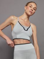 TrueStrength Seamless Yoga Medium Support Sports Bra - MGH SOLID GREY/WHITE/BLACK - Image 3