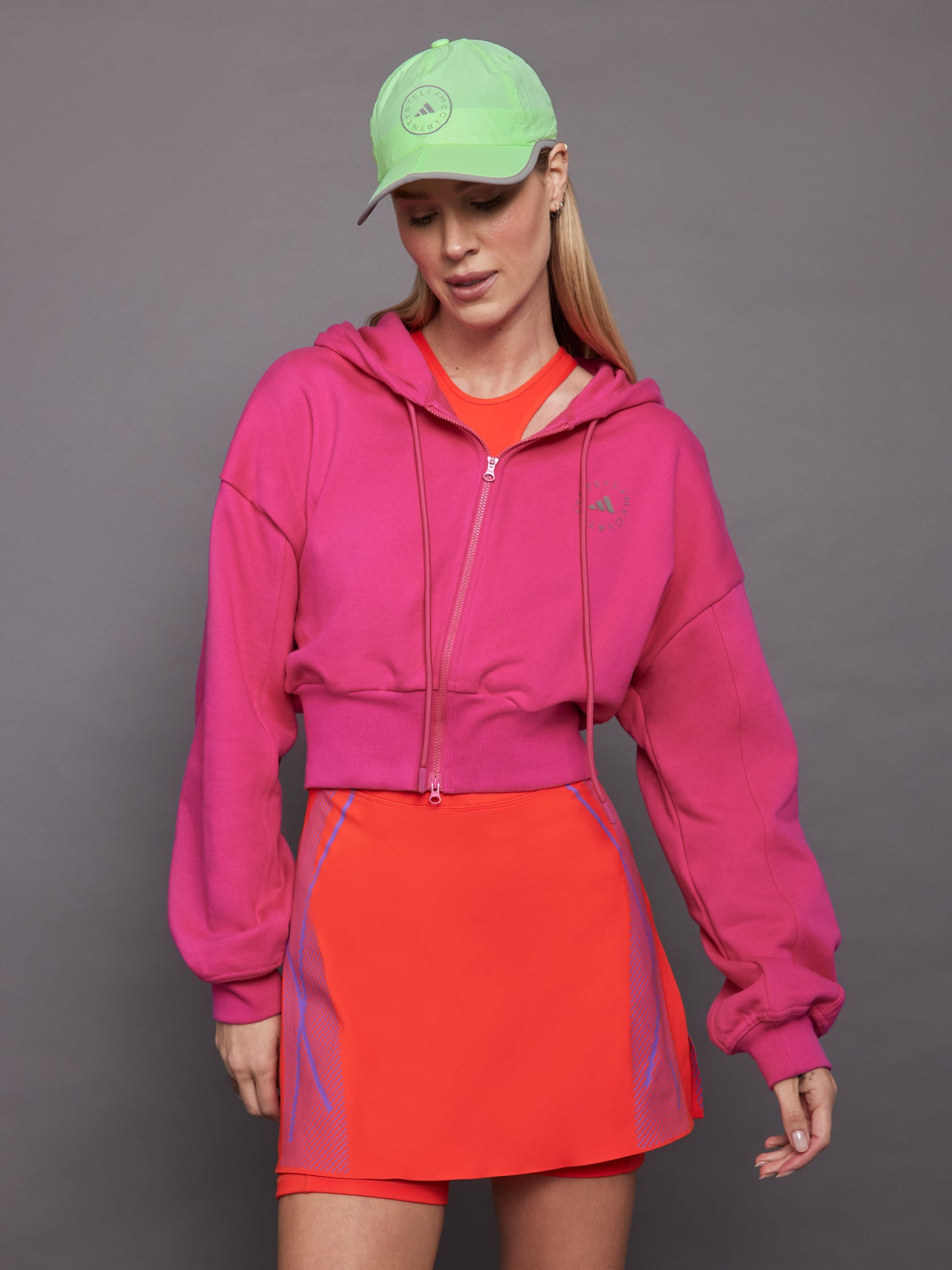 ADID-IN3638-PNKPINNEO-adidas-by-Stella-McCartney-Sportswear-Cropped-Hoodie-color-real-magenta_26085-Edit adidas by Stella McCartney Sportswear Cropped Hoodie - Real Magenta - Image 1