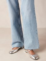 Por Do Sol Shimmer Silver Leather Ballet Flats - Shimmer Silver - Image 6