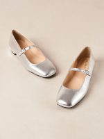 Por Do Sol Shimmer Silver Leather Ballet Flats - Shimmer Silver - Image 3