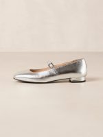 Por Do Sol Shimmer Silver Leather Ballet Flats - Shimmer Silver - Image 5
