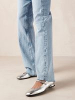 Por Do Sol Shimmer Silver Leather Ballet Flats - Shimmer Silver - Image 7