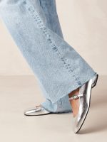 Por Do Sol Shimmer Silver Leather Ballet Flats - Shimmer Silver - Image 8