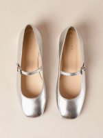 Por Do Sol Shimmer Silver Leather Ballet Flats - Shimmer Silver - Image 4