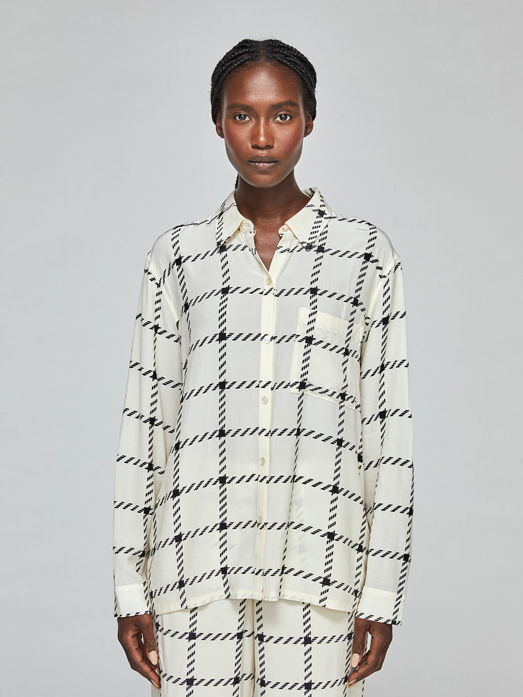 ANINE-A-07-2187-122-PRNTGEO-22SM-Aspen-Shirt-color-Cream-Check-2811_d00c2748-0d65-4233-89c0-7df9c6274e4d Aspen Shirt - Cream Check - Image 1