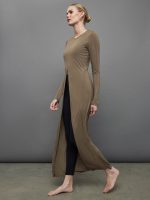 Alina Cashmere Shirt Dress - Olive - Image 4