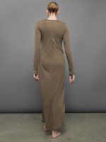 Alina Cashmere Shirt Dress - Olive - Image 6