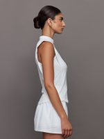 Volley Zip Sleeveless Top - White - Image 4