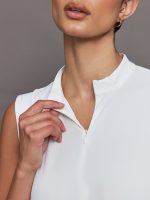 Volley Zip Sleeveless Top - White - Image 8