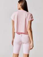 Cropped Short Sleeve Flocked Logo T-shirt - Eco Design - Ocd Rose Pale-Blanc Ocd - Image 2
