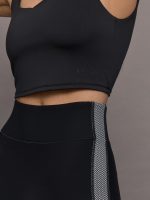 V-Neck Tempo Crop Bra - Black - Image 9
