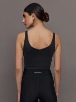 V-Neck Tempo Crop Bra - Black - Image 7