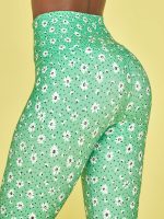 High Waisted Midi Legging - Honeydew Daisies - Image 7
