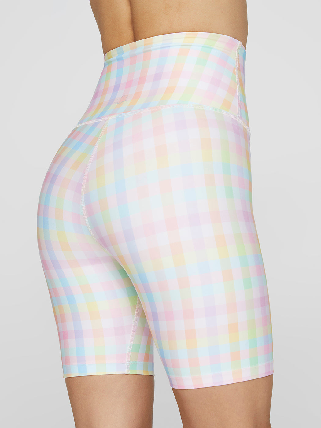 High Waisted Biker Short - Pastel Gingham - Image 6