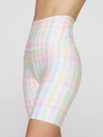 High Waisted Biker Short - Pastel Gingham - Image 7