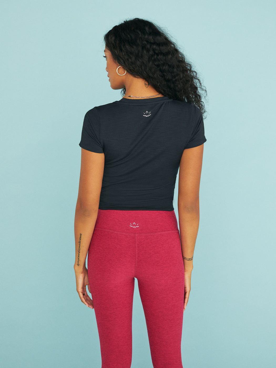 Heather Rib Remix Short Sleeve Cropped Tee - Black Heather - Image 3