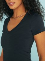 Heather Rib Remix Short Sleeve Cropped Tee - Black Heather - Image 5