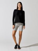 Side Slit Long Sleeve Pullover - Black - Image 3