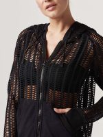 Linear Mesh Hoodie Jacket - BLACK - Image 5