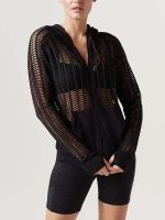 Linear Mesh Hoodie Jacket - BLACK - Image 6