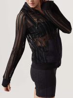 Linear Mesh Hoodie Jacket - BLACK - Image 7