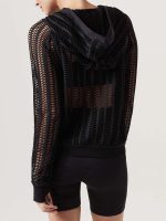 Linear Mesh Hoodie Jacket - BLACK - Image 3