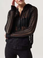 Linear Mesh Hoodie Jacket - BLACK - Image 4