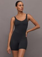 V-Neck Tempo Short Catsuit - Black - Image 3