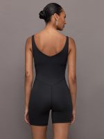 V-Neck Tempo Short Catsuit - Black - Image 8