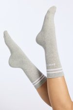 Bandier Logo Stripe Crew Sock - Grey/white - Image 7