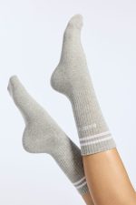 Bandier Logo Stripe Crew Sock - Grey/white - Image 4