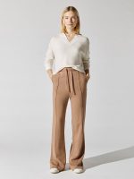 V-Neck Layered Pullover - Almond With White - Image 6