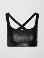 Criss Cross Bra in Crocodile Takara Shine - Black - Image 7