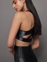 Criss Cross Bra in Crocodile Takara Shine - Black - Image 4