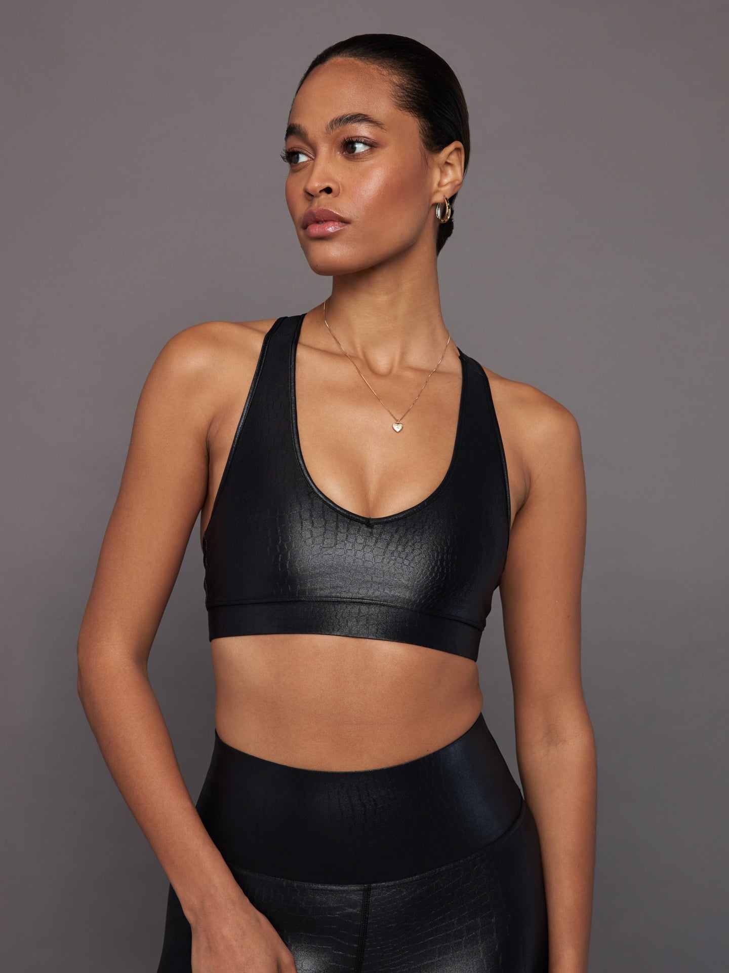CARB-CRB19396-SNABLK-Action-Bra-2-0-in-Takara-Shine-color-Black-Crocodile_48728-Edit Action Bra 2.0 in Croc Takara Shine - Black - Image 1